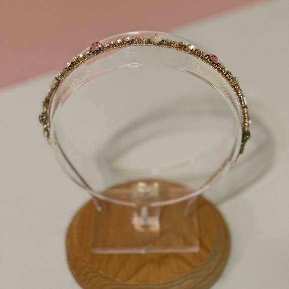 Pink and White Rhinestone Wire Headband - Picture 5 of 5